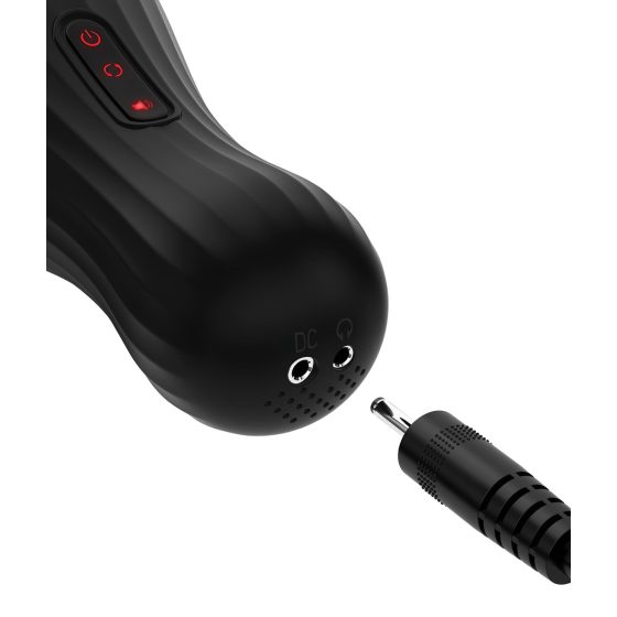 PDX Elite - masturbátor pre mužov - otočný - priehľadný/čierny