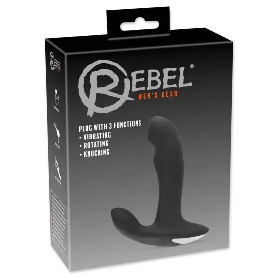 Rebel - vibrátor na prostatu s rotujúcimi perličkami - čierny