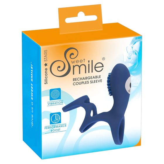 SMILE Couple - akumulátorový vibračný krúžok na penis (modrý)