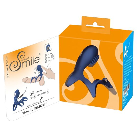 SMILE Couple - akumulátorový vibračný krúžok na penis (modrý)