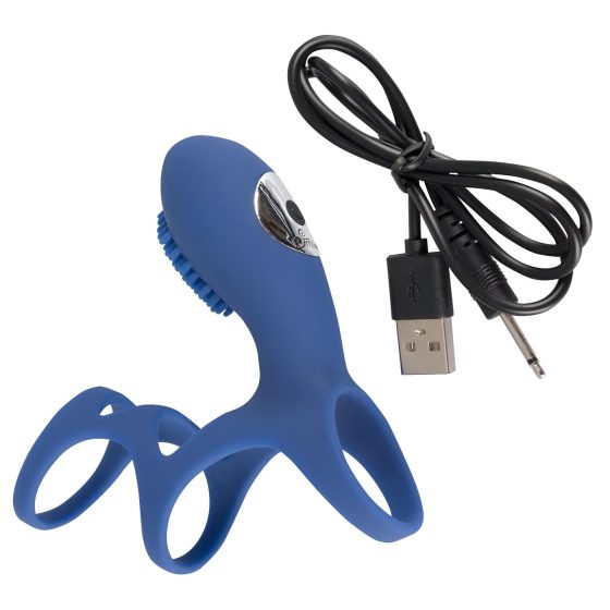 SMILE Couple - akumulátorový vibračný krúžok na penis (modrý)