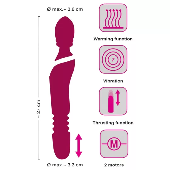 Javida Thrusting - 3v1 masážny vibrátor (červený)