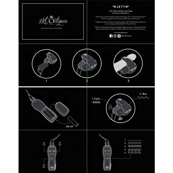 HOT Octopuss JETT - vibračný stimulátor penisu - 2 motory - čierny