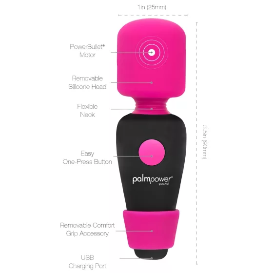 PalmPower - mini masážny vibrátor - ružovo-čierny