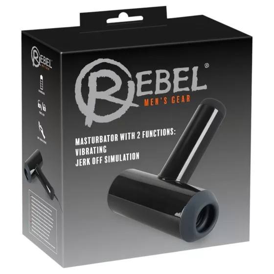 Rebel - pánsky masturbátor - pohyblivý vibrátor - čierny, akumulátorový