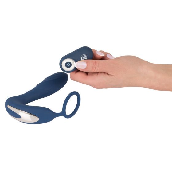 You2Toys Prostata Plug - nabíjací análny vibrátor s krúžkom na penis a diaľkovým ovládačom (modrý)
