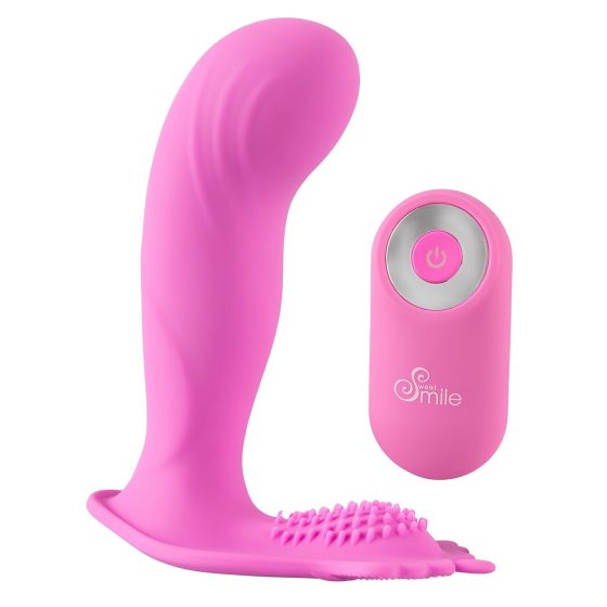 SMILE G-Spot Nohavičky - nabíjateľný, rádiový pripínací vibrátor (ružová)