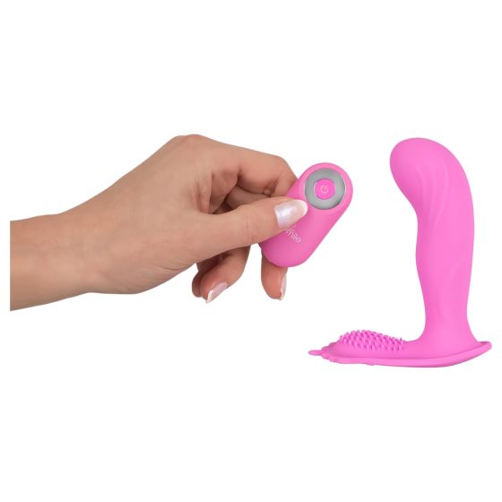 SMILE G-Spot Nohavičky - nabíjateľný, rádiový pripínací vibrátor (ružová)