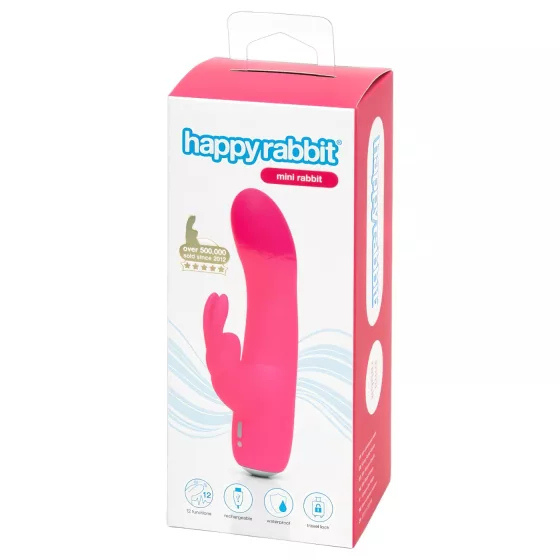 Happyrabbit - mini vibrátor s králikom - dobíjací - ružový