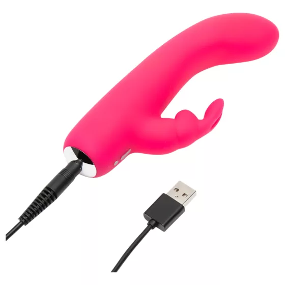 Happyrabbit - mini vibrátor s králikom - dobíjací - ružový