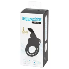   Happyrabbit - vibračný erekčný krúžok na penis a semenníky - silikón, čierny