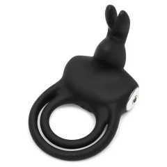   Happyrabbit - vibračný erekčný krúžok na penis a semenníky - silikón, čierny