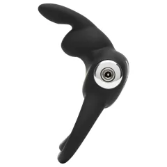   Happyrabbit - vibračný erekčný krúžok na penis a semenníky - silikón, čierny