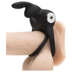   Happyrabbit - vibračný erekčný krúžok na penis a semenníky - silikón, čierny