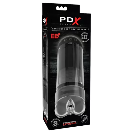 PDX Elite Extender Pro - masturbátor pre mužov - vibračný a vákuový - čierny