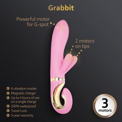  G-Vibe GRabbit - Nabíjateľný 3-motorový vibrátor na bod G (ružový)