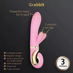   G-Vibe GRabbit - vibrátor na G-bod s 3 motormi - nabíjateľný - ružový