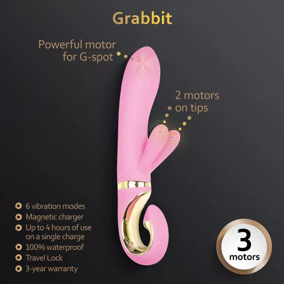 G-Vibe GRabbit - vibrátor na G-bod s 3 motormi - nabíjateľný - ružový