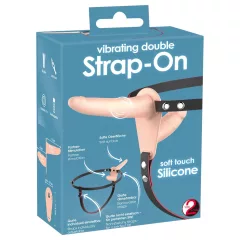   You2Toys - Strap-On - pripínací dvojitý vibrátor (telovej farby)