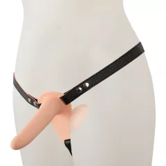   You2Toys - Strap-On - pripínací dvojitý vibrátor (telovej farby)
