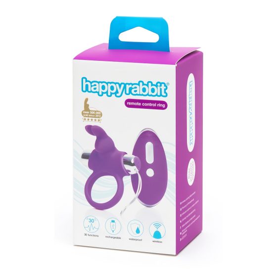 Happyrabbit - akumulátorový, rádiový krúžok na penis (fialovo-strieborný)