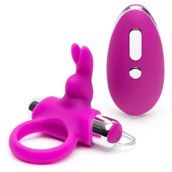 Happyrabbit - akumulátorový, rádiový krúžok na penis (fialovo-strieborný)