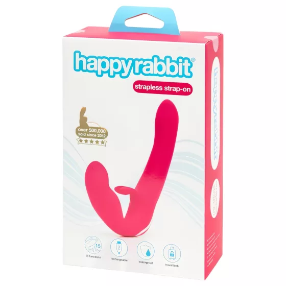 Happyrabbit - vibrátor bez popruhov - pripínací - vibračný - ružový
