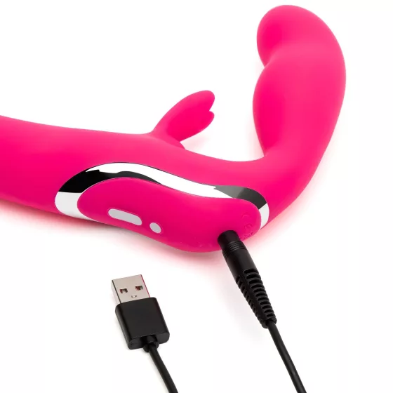 Happyrabbit - vibrátor bez popruhov - pripínací - vibračný - ružový