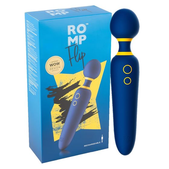 ROMP Flip prútik - nabíjateľný, vodeodolný masážny vibrátor (modrý)