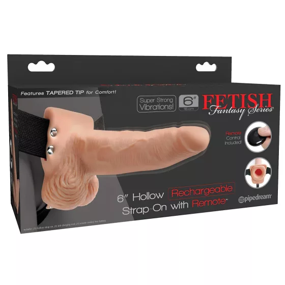 Fetish - Strap-on dutý vibrátor s popruhmi - telová farba