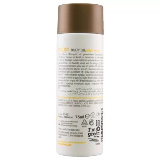HOT - Shiatsu Luxury - jedlý masážny olej - vanilka (75 ml)