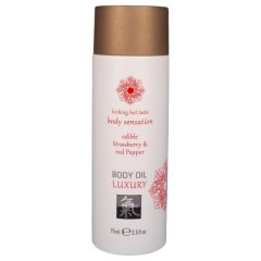   Shiatsu Luxusný Jedlý Masážny Olej - Jahoda s Červeným Vínom (75ml)