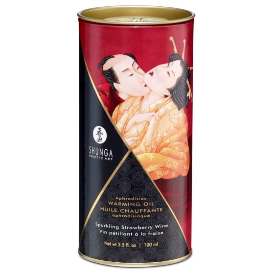 Shunga - hrejivý masážny olej - šampanské jahoda (100 ml)