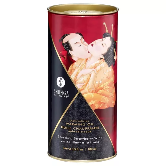 Shunga - masážny olej s hrejivým efektom - šampanské jahoda 100ml