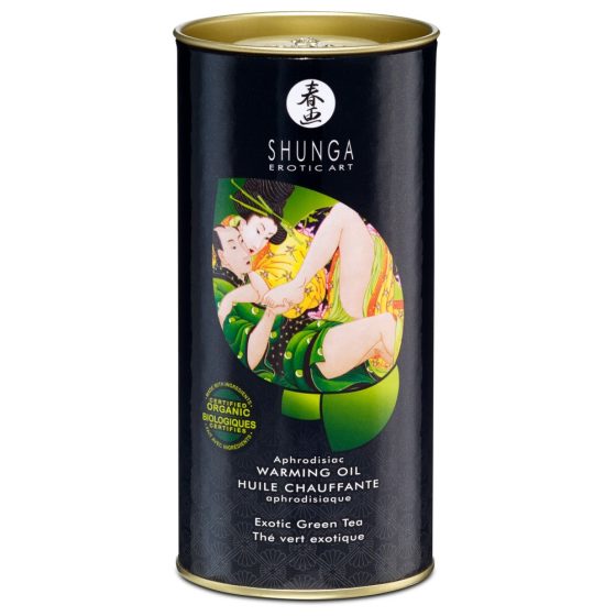 Shunga - hrejivý masážny olej - zelený čaj (100 ml)