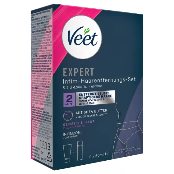 Veet - intímny depilačný krém a hydratačná pena pre ženy (2×50 ml)