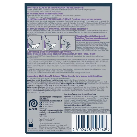 Veet - intímny depilačný krém a hydratačná pena pre ženy (2×50 ml)