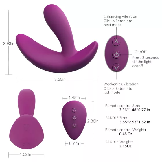 Cotoxo Saddle - vibrátor na prostatu s diaľkovým ovládaním - fialový