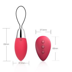   Cotoxo Fire 2 - nabíjacie vibračné vajíčko na diaľkové ovládanie (červené)