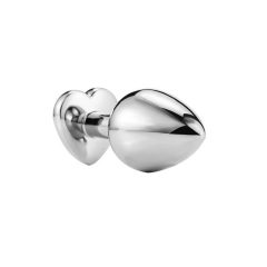   Sunfo - kovové análne dildo s kameňom v tvare srdca (strieborno-biele)