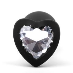   Sunfo - Silikónové análne dildo s kameňom v tvare srdca (čierne a biele)