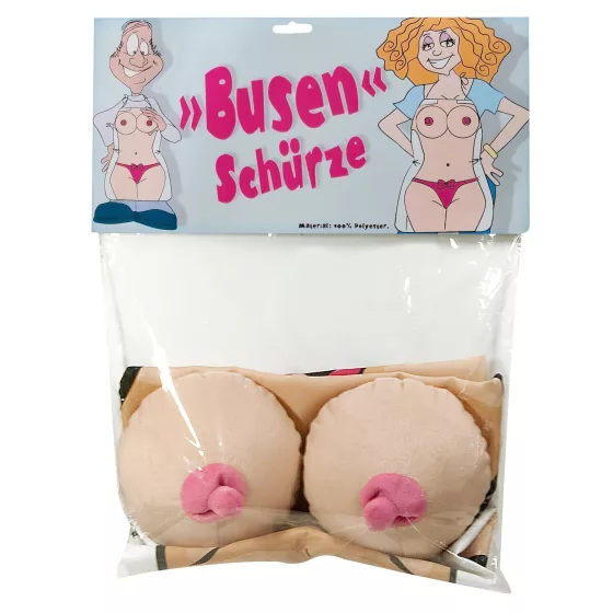 Erotický darček kuchynská zástera (s plyšovými prsiami)