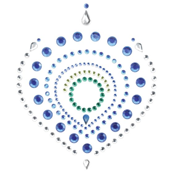 Súprava intímnych šperkov s trblietavými diamantmi - 3 kusy (zeleno-modrá)