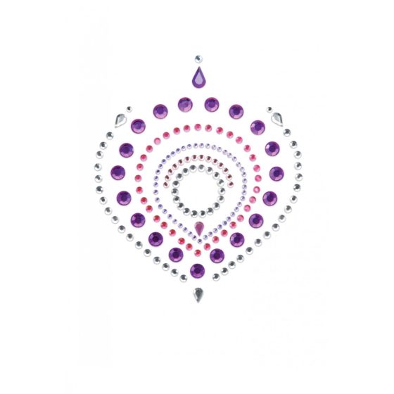 Súprava intímnych šperkov s trblietavými diamantmi - 3 kusy (ružovo-fialová)
