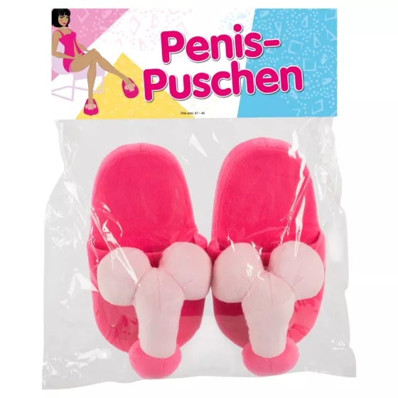 Plyšové papuče - tvar penisu - ružové
