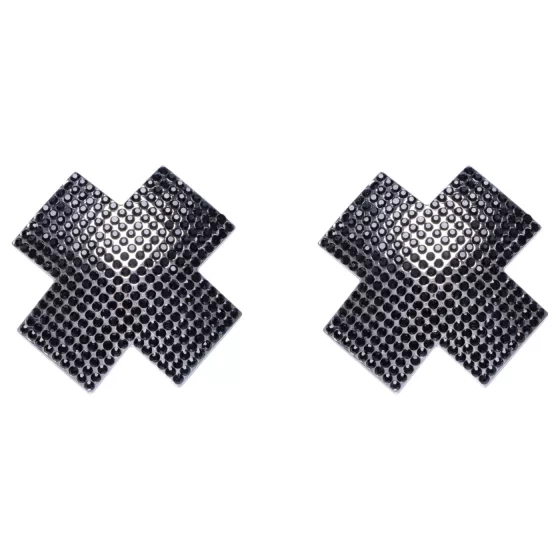 Cottelli - nálepka na bradavky X so štrasom - čierna