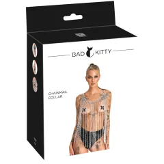 Bad Kitty - retiazkový obojok a opasok (strieborný)