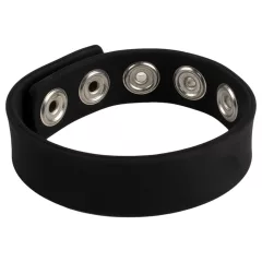   Pulselock Forge - nastaviteľný silikónový erekčný krúžok so zapínaním na patent (čierny) - 228 mm