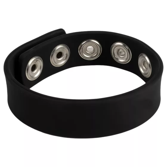 Pulselock Forge - nastaviteľný silikónový erekčný krúžok so zapínaním na patent (čierny) - 228 mm