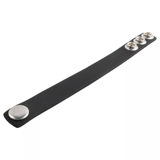 Pulselock Forge - nastaviteľný silikónový erekčný krúžok so zapínaním na patent (čierny) - 200 mm